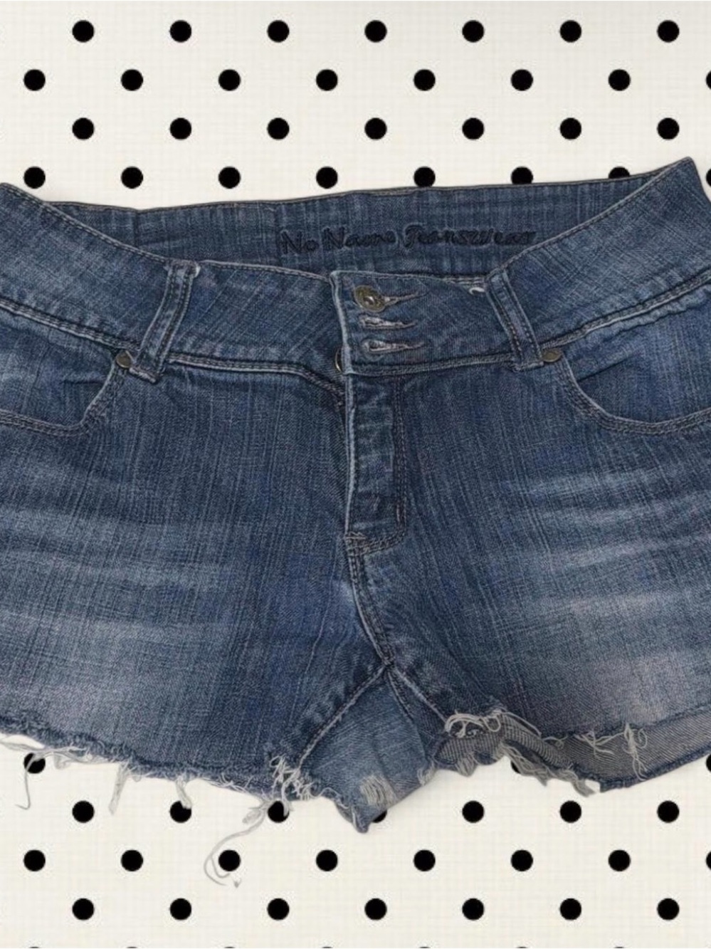 Denim Blue Frayed Hem Women's Jean Shorts